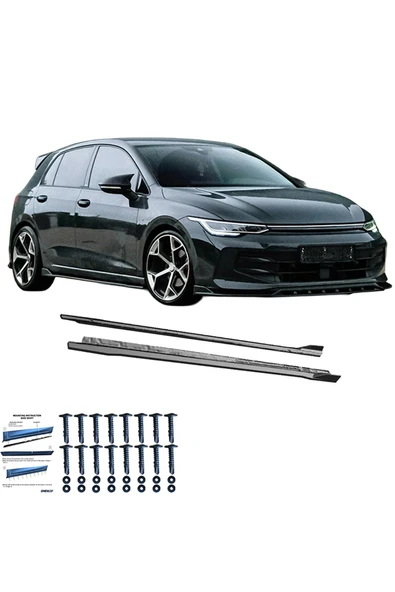 ROAL TUNİNGVW Golf MK8 / MK8 Facelift (2019+) Uyumlu Yan Marşpiyel Takımı - Parlak Siyah (Piano Black) 2 Parça ürün görseli 1