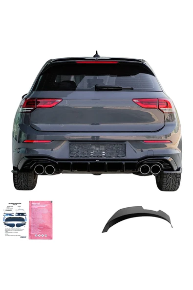 ROAL TUNİNGVW Golf MK8 / MK8 Facelift (2019+) Uyumlu Rüzgarlık Spoiler - Parlak Siyah (Piano Black) Bagaj Üstü ürün görseli 1