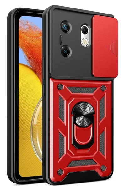 Newface İnfinix Zero 30 4G Kılıf Pars Lens Yüzüklü Silikon - Kırmızı ürün görseli 1
