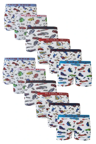 12li Erkek Çocuk Boxer Renkli Empirme Baskılı Happykids ürün görseli 1