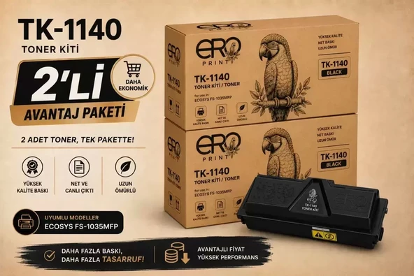 Kyocera ECOSYS M2035 dn Muadil Toner - 2'li Avantaj Paket ürün görseli 1