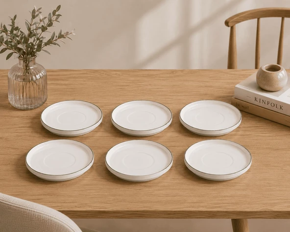 Kütahya Porselen Bone Desire Çay Tabağı 12cm Platin Yaldızlı 6 lı ürün görseli 1