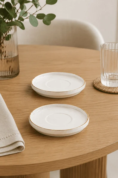 Kütahya Porselen Bone Desire Çay Tabağı 12cm Altın Yaldızlı 2 li ürün görseli 1
