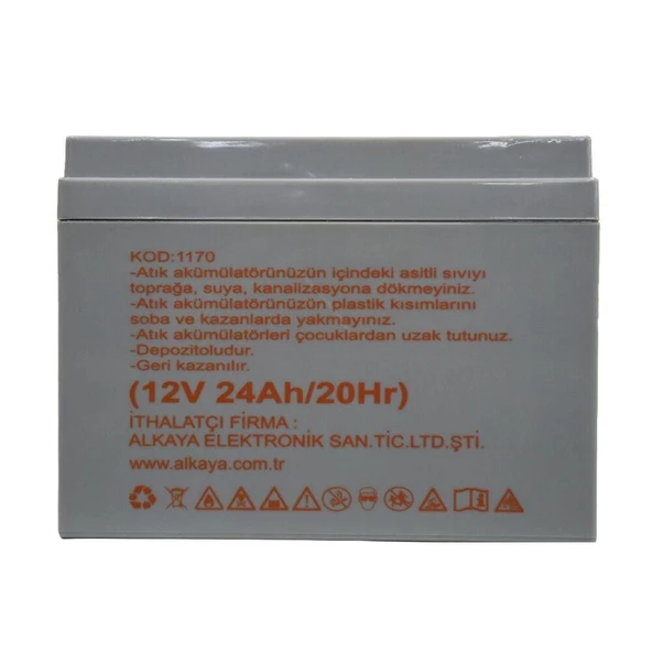 Teknogreen 24 Ah 12 Volt Akü Yatık Tip - Resim 2
