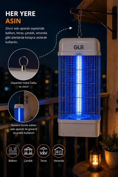 GLR RT-18W Elektrikli Sinek Öldürücü Lamba 18W 2500V 100 Metrekare Etkili (67 cm) ürün görseli 1