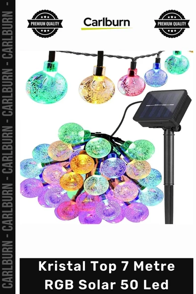 #Solar Kristal Top Bahçe Dekoratif Aydınlatma 8 Fonksiyon Güneş Paneli 7m 50 Led RGB Solar ürün görseli 1