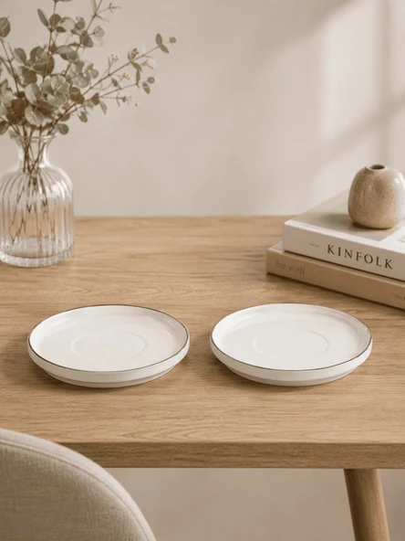 Kütahya Porselen Bone Desire Çay Tabağı 12cm Platin Yaldızlı 2 li ürün görseli 1