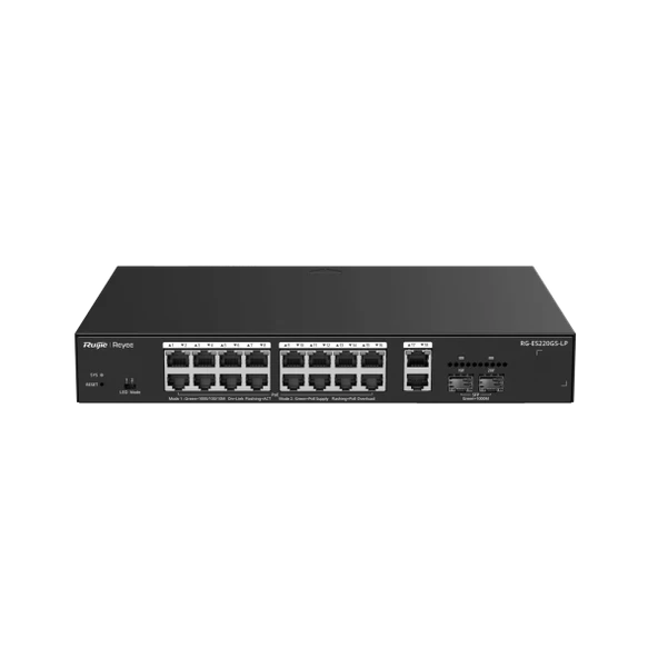 Ruıjıe Reyee RG-ES220GS-LP 20PORT, 16 Port Gigabit Poe, 2 Port Gigabit Uplink, 2 Port Sfp,Yönetilebilir Switch ürün görseli 1
