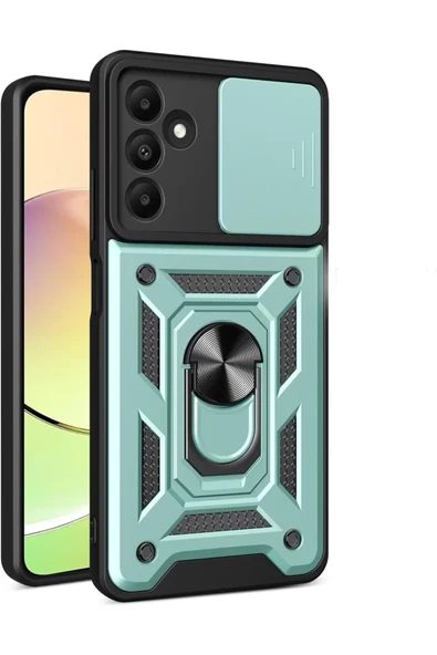 Newface Samsung Galaxy M15 Kılıf Pars Lens Yüzüklü Silikon - Yeşil ürün görseli 1