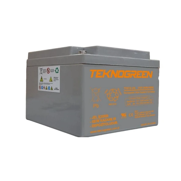 Teknogreen 24 Ah 12 Volt Akü Yatık Tip ürün görseli 1