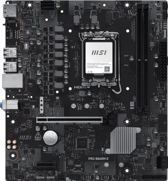 MSI PRO B860M-E DDR5 HDMI-DP PCIE 5.0 1851p mATX ürün görseli 1