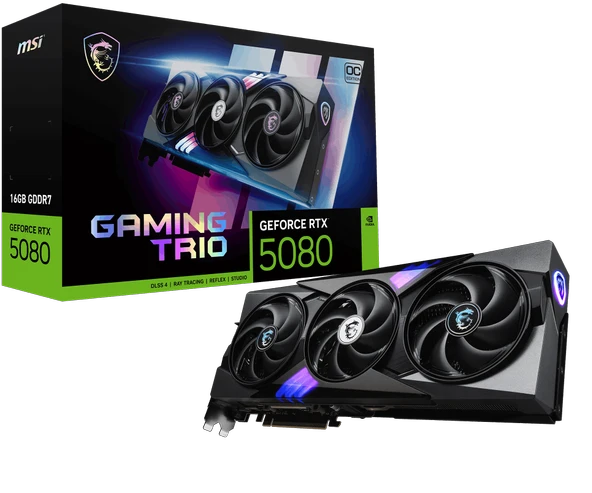 MSI RTX5080 16GB GAMING TRIO OC GDDR7 256 Bit HDMI DP PCIe 5.0 ürün görseli 1