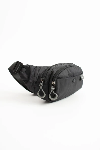 Unisex Paraşüt Kumaş Suya Dayanıklı 3 Bölmeli Body Bag SI-6036  Siyah ürün görseli 1