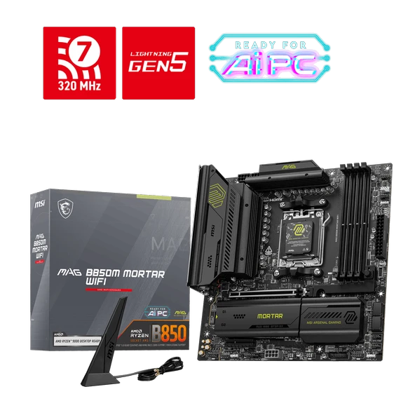 MSI MAG B850M MORTAR WIFI7 DDR5 HDMI-DP PCIE 5.0 AM5 mATX ürün görseli 1