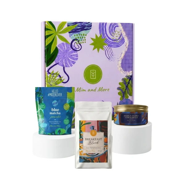 Babalar Günü Hediye Kutusu - Damla Sakızlı Türk Kahvesi, Breakfast Blend Filtre Kahve, Blue Matcha Doypack Hediye Kutusu ürün görseli 1