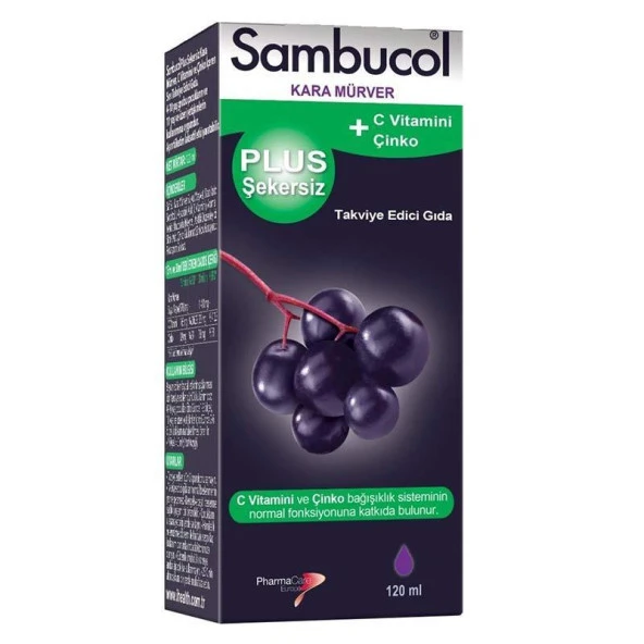 Sambucol Plus Şekersiz C Vitamini Çinko Takviye Edici Gıda 120 ml ürün görseli 1