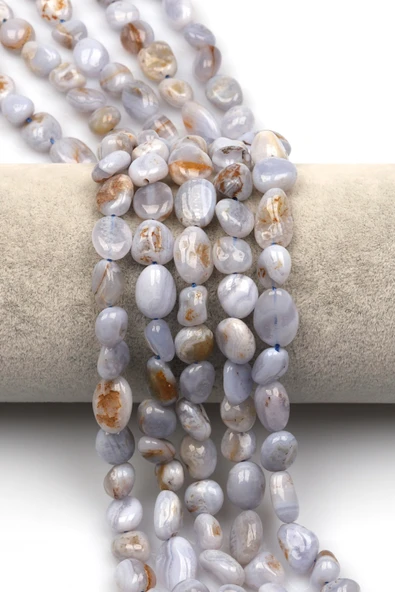 Kalsedon Doğal Taş Dizi 10 x 13 mm Mercimek Kesim - DZ-1249 ürün görseli 1