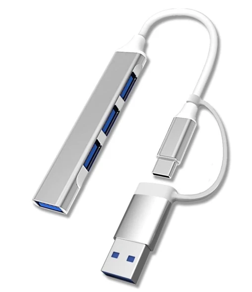 4 Port'lu Bağlantı İstasyonu Ultra İnce USB Bölücü TYPE-C tipi Çoklu Arayüz Adaptörü Multi Usb Çoklayıcı ürün görseli 1