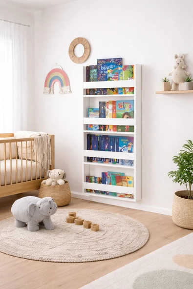 eceahşaptasarım Çocuk odası Bebek odası Duvar rafı Kitaplık Montessori Duvar Rafı ürün görseli 1