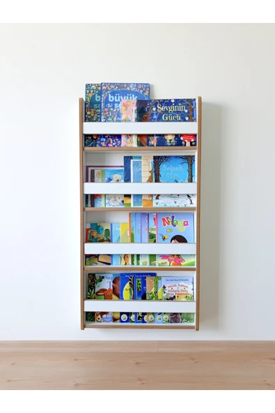 eceahşaptasarım Montessori Eğitici Çocuk Bebek Odası Kitaplık Duvar Rafı MDF ürün görseli 1