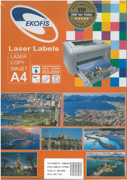 EKOFİS LAZER ETİKET  52,5x29,7 (4000) 100 sayfa ürün görseli 1