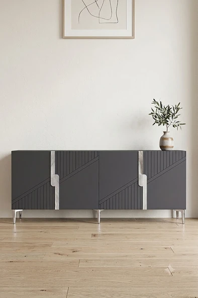 KA1528AS EVVA Konsol ve Tv Sehpası Antrasit-Silver 150cm ürün görseli 1