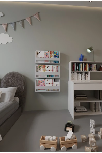 eceahşaptasarım Montessori Kitaplık. Çocuk Odası Duvar Rafı ürün görseli 1