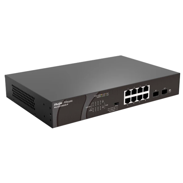 Ruijie Reyee 10Port RG-ES110GDS-P 8Port Gigabit PoE +SFP Yönetilemez Switch ürün görseli 1