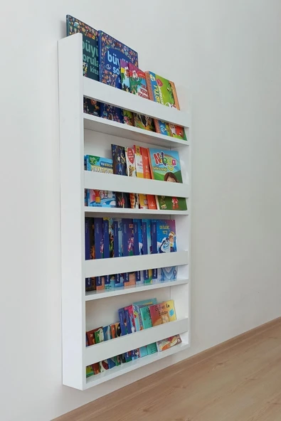 eceahşaptasarım Montessori Kitaplık&çocuk Odası Kitaplık&bebek Odası Eğitici Kitaplık 4 Raflı Beyaz ürün görseli 1