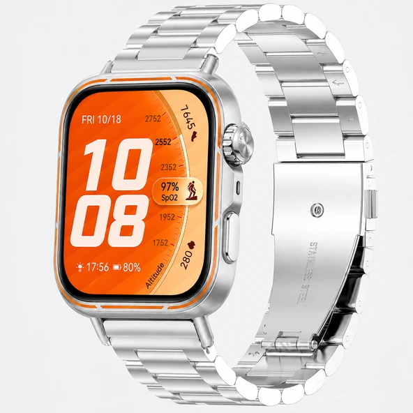 Huawei Watch Fit 5 Pro Uyumlu Ayarlanabilir Paslanmaz Çelik Kordon  Gümüş ürün görseli 1