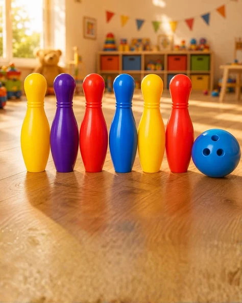 Nevamel® Renkli Bowling Seti Çocuk Aktivite Oyunu Motor Beceri Geliştirici ürün görseli 1