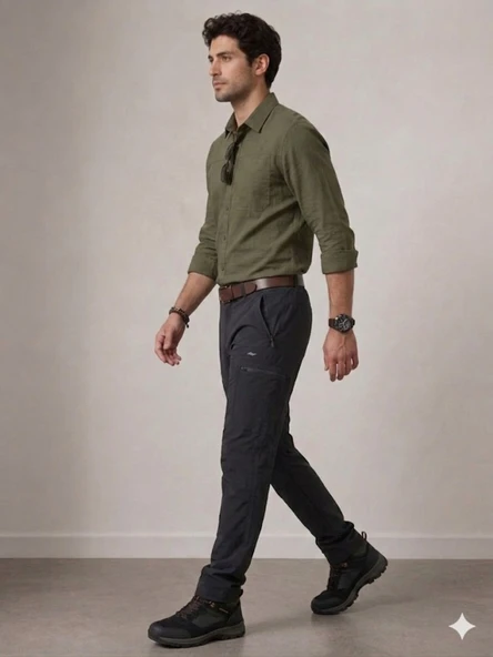 Erkek Siyah Outdoor Pantolon - Resim 3