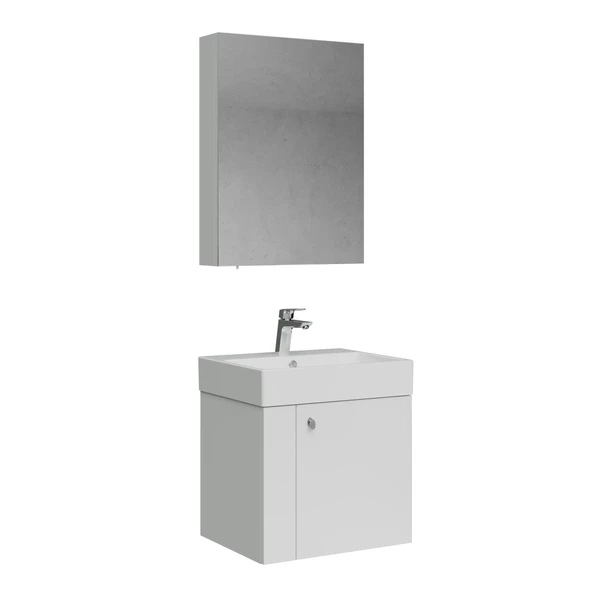 Creavit Font Lavabo Dolabı ve Aynalı Dolap Seti Beyaz ürün görseli 1