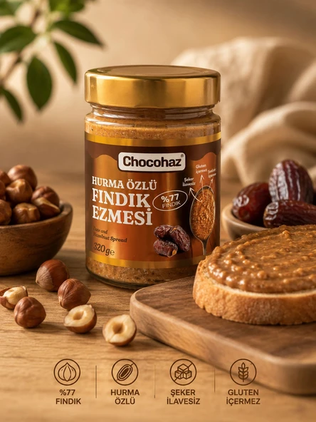 Chocohaz Hurma Özlü Fındık Ezmesi 320gr ürün görseli 1