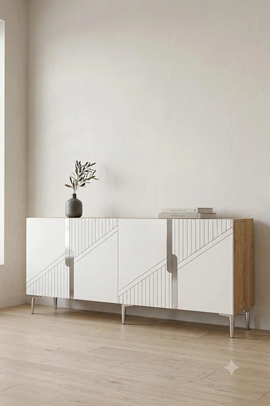 KA1528DBS EVVA Konsol ve Tv Sehpası Safirmeşe-Beyaz-Silver 150cm ürün görseli 1