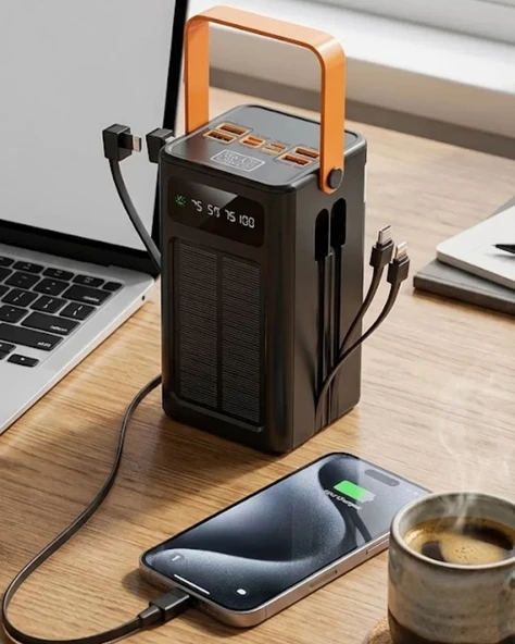 Nevamel® Güneş Enerjili Taşınabilir Powerbank Yüksek Kapasiteli Hızlı Şarj Özellikli ürün görseli 1