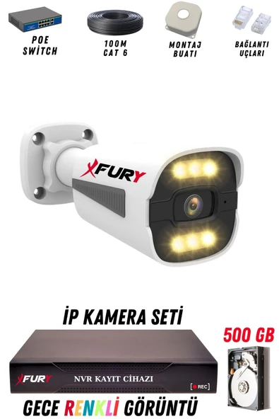 FURY 1 Kameralı Ip Güvenlik Kamerası Seti 4mp Gece Renkli Su Geçirmez 1506 500GB ürün görseli 1