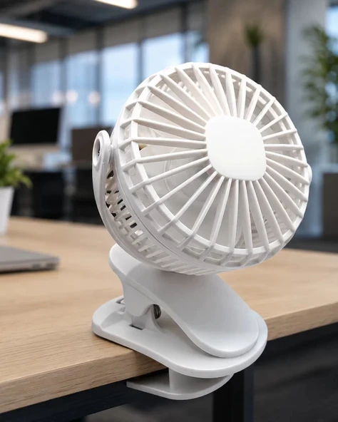 Nevamel® 360 Derece Dönebilen Mandallı Şarjlı Mini Masa Fanı ürün görseli 1