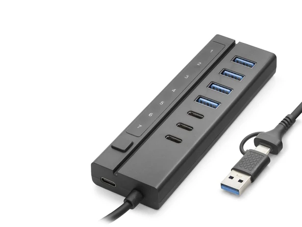 Usb Type-C 3.2 Gen1 Hub Anahtarlı 8 Port 5 Gbps Siyah HDX7062 ürün görseli 1