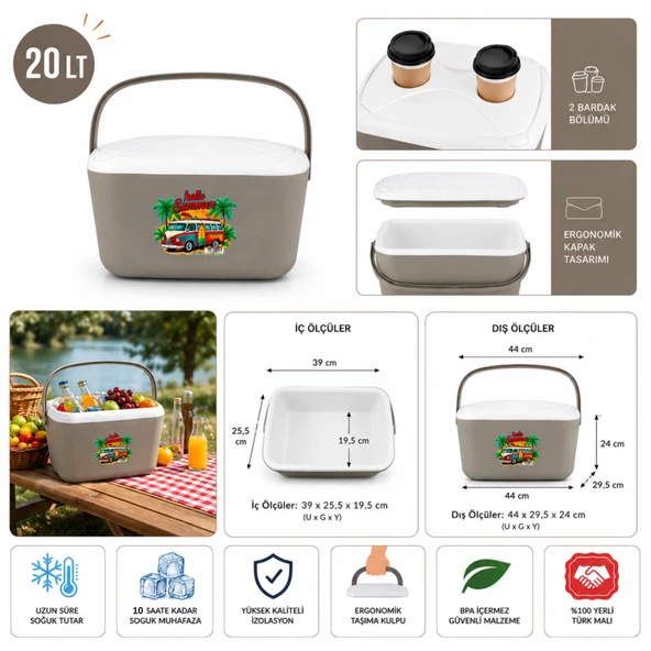 Kale Termos 20 LT BUZZY BASKILI BUZLUK TERMOS (1179 COOLER BOX) - Resim 2