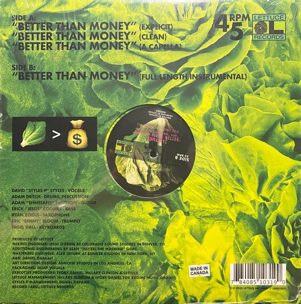 Lettuce Better Than Money Maxi Single LP Plak - Resim 2