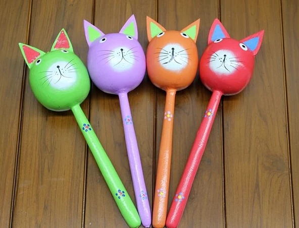 Ahşap Kedi Marakas Tekli Polos:29 ürün görseli 1