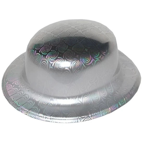 Gümüş Renk Hologramlı Plastik Yuvarlak Melon 27x24 Cm ürün görseli 1