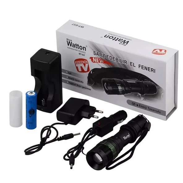 Black Wt-037-şarjlı Zoomlu Acil Durum Feneri ürün görseli 1