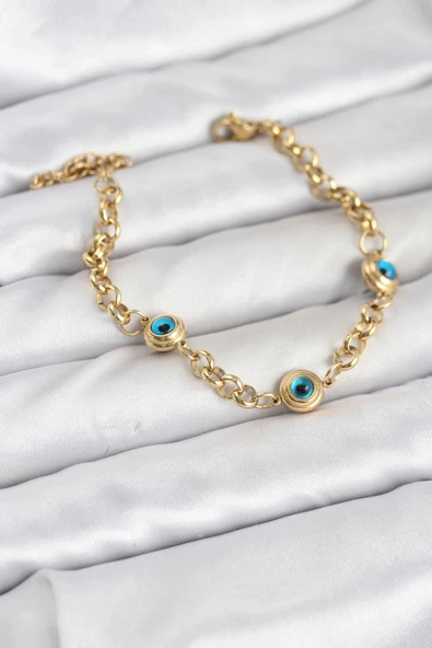 Nevamel® 316L Çelik Nazar Model Gold Renk Kadın Bileklik 5886 ürün görseli 1