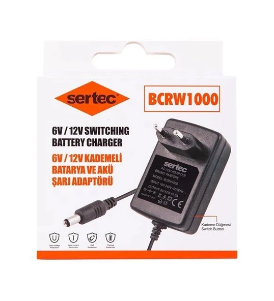 Sertec Bcrw1000 6v/12v 1a Kademeli Batarya Ve Akü Şarj Adaptörü ürün görseli 1
