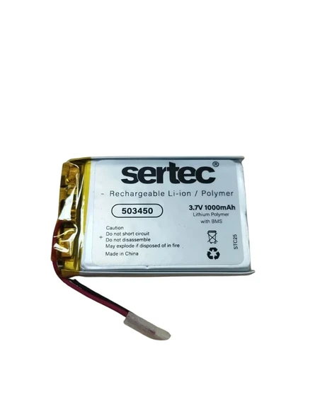 Sertec 503450 3.7v 1000 Mah Li-polymer Pil (devreli/1.5a) ürün görseli 1