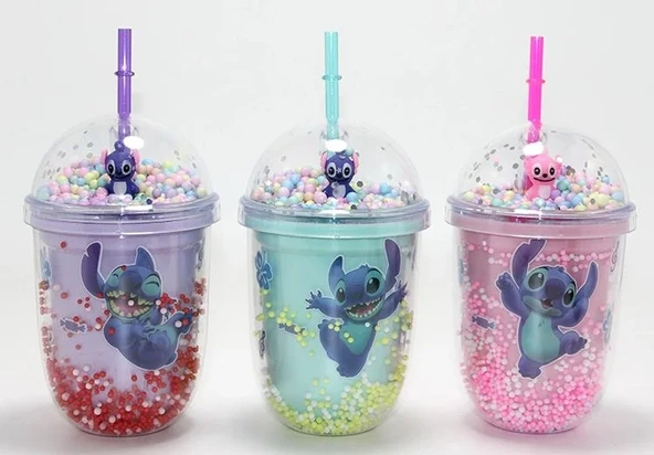 Stitch Figürlü Pipetli Kapaklı Kupa Bardak Alk5110 ürün görseli 1