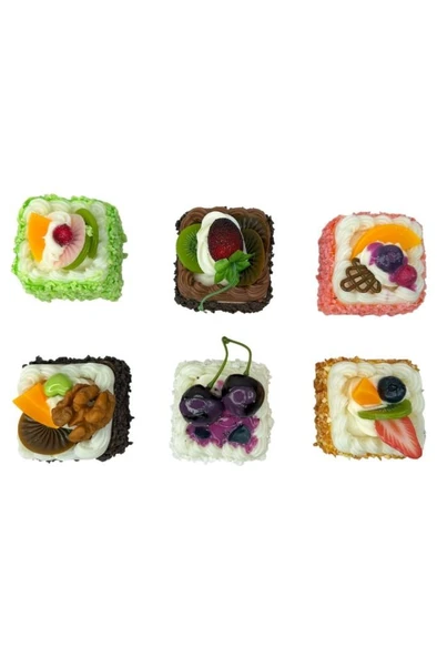 6lı Set Yapay Pasta Yumuşak Dokulu Kare Şeklinde Mini Pasta Magnetli ürün görseli 1