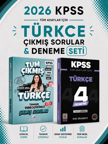 Dizgi 2026 KPSS Türkçe Çıkmış Sorular & KPSS Türkçe 4 Deneme EVP Akademi ürün görseli 1